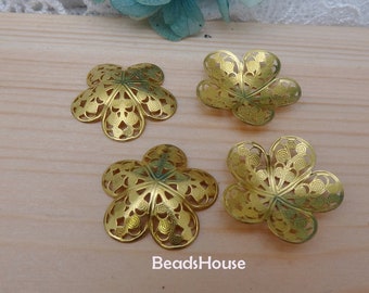 FF-600-R  18pcs(25mm) Raw Brass Arch Filigree Stamping Bead - Cap Flower