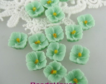 663-02-SG-CA Cabujón pequeño lila de 10 piezas, verde salvia/amarillo