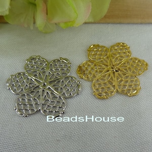 18pcs Raw Brass/Silver Plated on Brass Filigree Stampings Finding-Nickel Free