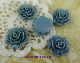 696-00- CA 8pcs (20mm) Beautiful Roses Cabochon-Powder Blue