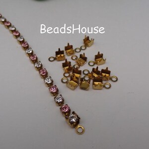 60 mm Swarovski-kristallkedja med koppar - PP24 - 3 mm sten, liten ros med kristall (2 st. ändkopplingar)