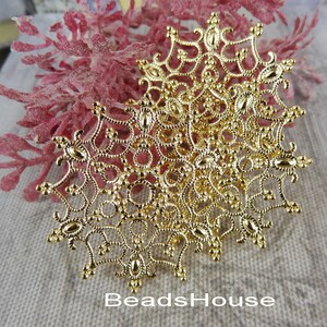 FF-600-27GD 6pcs 46mm Golden Plated on Brass Filigree/Pendant image 2