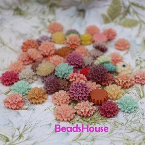 37-MIX-CA 50 stuks (partij van 50 stuks) chrysanten cabochons - verschillende kleuren (gratis 5 stuks) Totaal: 55 stuks