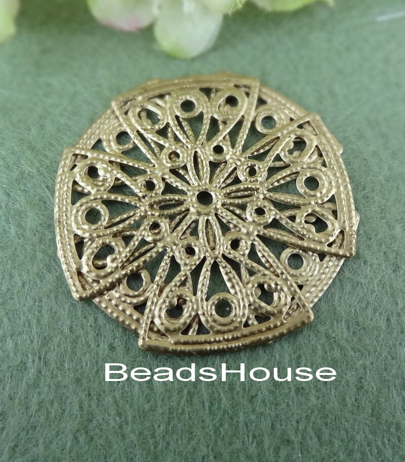 FF-600-00R 8pcs (38x38mm) Raw Brass Filigree Stamping Charms