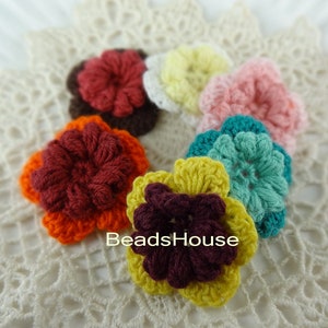 CF-2300-01  12pcs  (30mm) Hand Made Crochet Flowers In Multicolor