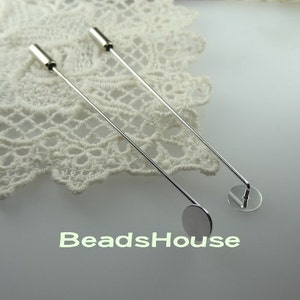 60 Stück (3 mm x 10 mm) versilberte Stick-Pins mit Abdeckung, nickelfrei