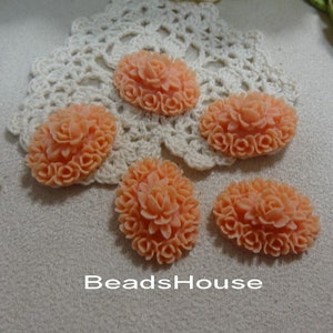 418-00-CA  4pcs(18x25mm) Beautiful Oval Roses Cabochon-Pink