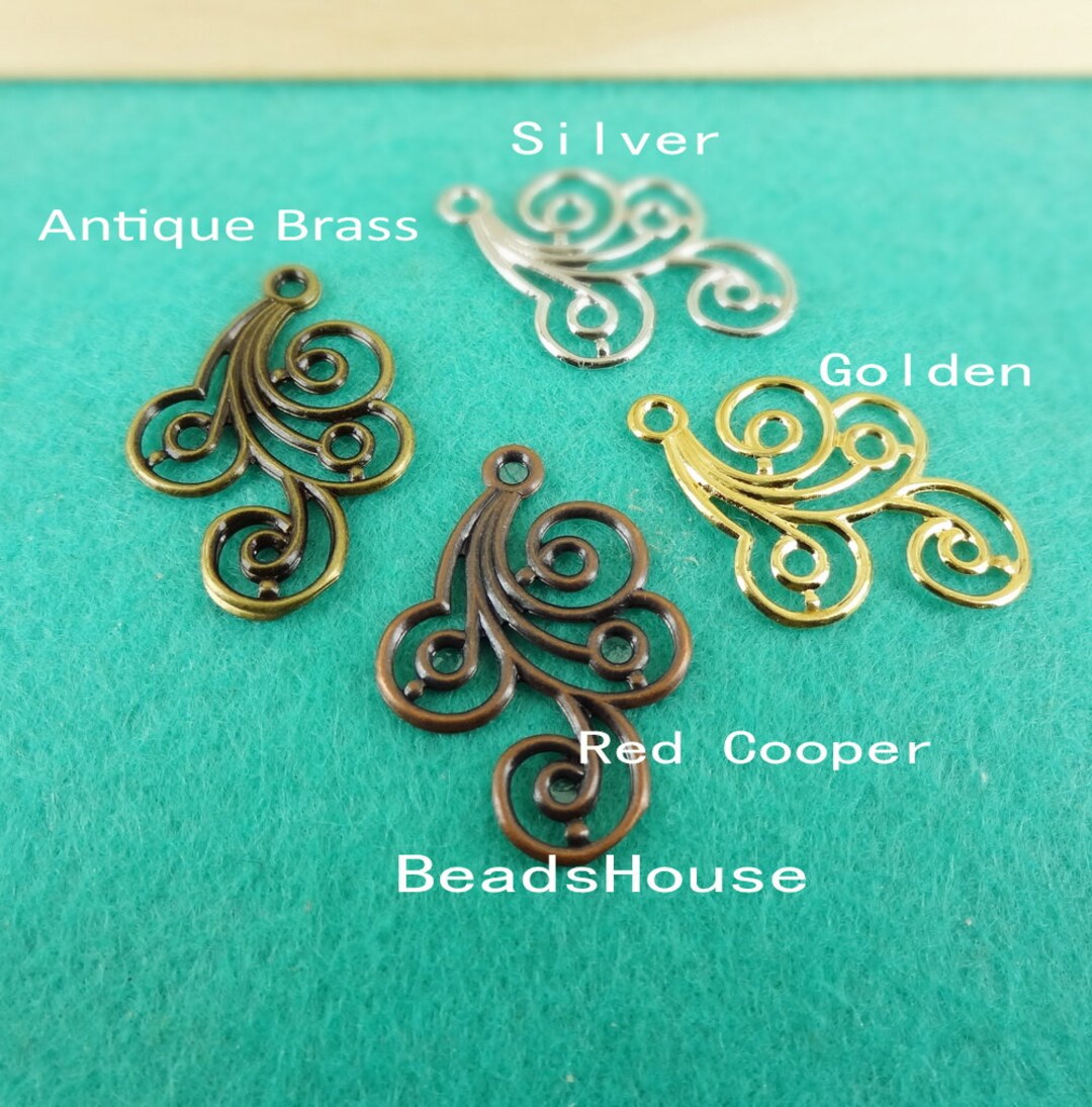 24pcs Golden Plated/antique Bronze/ Silver Plated on Brass Filigree