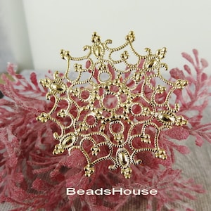 FF-600-27GD 6pcs 46mm Golden Plated on Brass Filigree/Pendant image 1