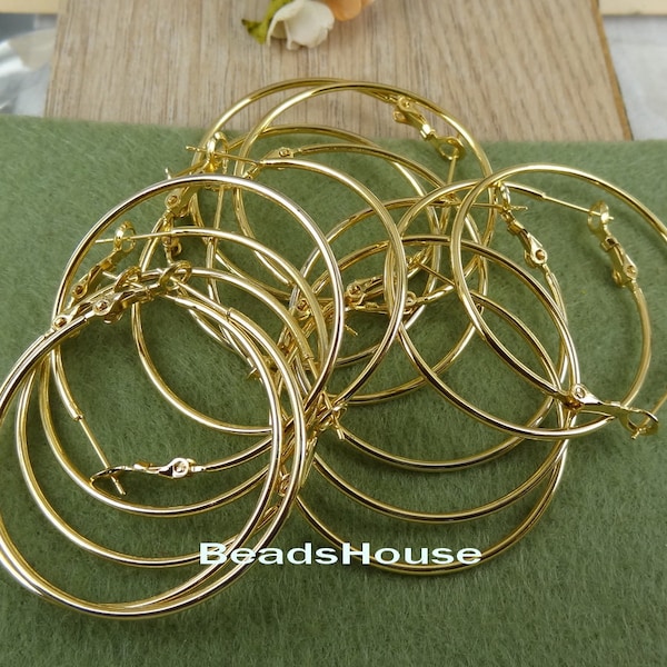 24pcs-(1.2x40mm) 12pairs High Quality Golden Plated Earrings, Brass Earrings-Nickel Free