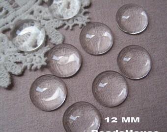 20pcs (12mm) Round Clear Glass Cabochon,12mm