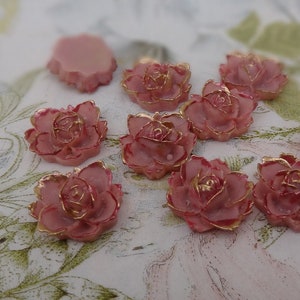 620-00-CA  8pcs (16mm) Golden Petal Beautiful Rose Cabochon -Dusty Pink