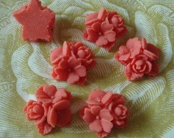 404-00-CA   8pcs (16mm)Beautiful Rose Cabochon-Hot Coral