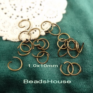 72 peças - (1,2 x 10 mm) Argolas de salto redondas abertas de bronze antigo, achados de joias de argolas de salto