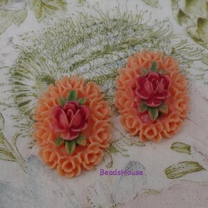 418-00-CM 4 Stück (18 x 25 mm) Handschmeichler Schöne Ovale Rosen-Cabochon-Pink