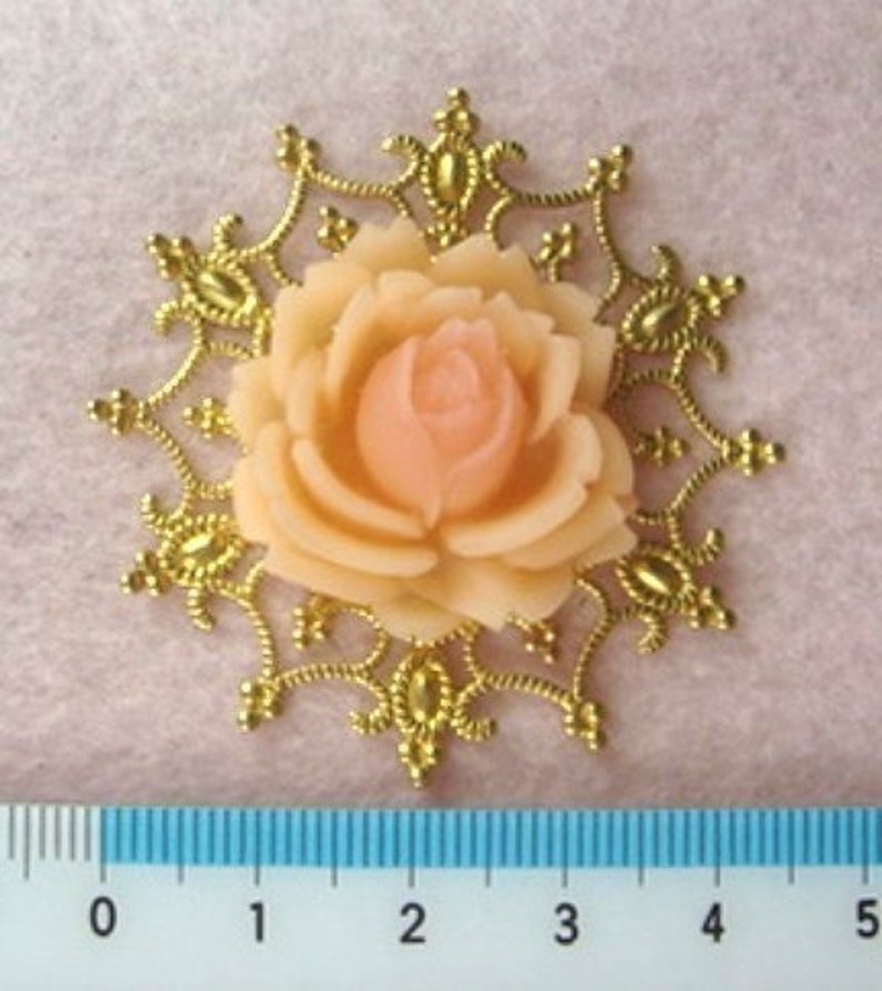 FF-600-27GD 6pcs 46mm Golden Plated on Brass Filigree/Pendant image 6