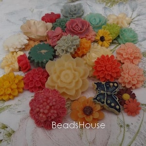 37-MIX-CA 30 stuks (lot van 30 stuks) chrysanten cabochons - kleurenmix (gratis 5 stuks) Totaal: 35 stuks