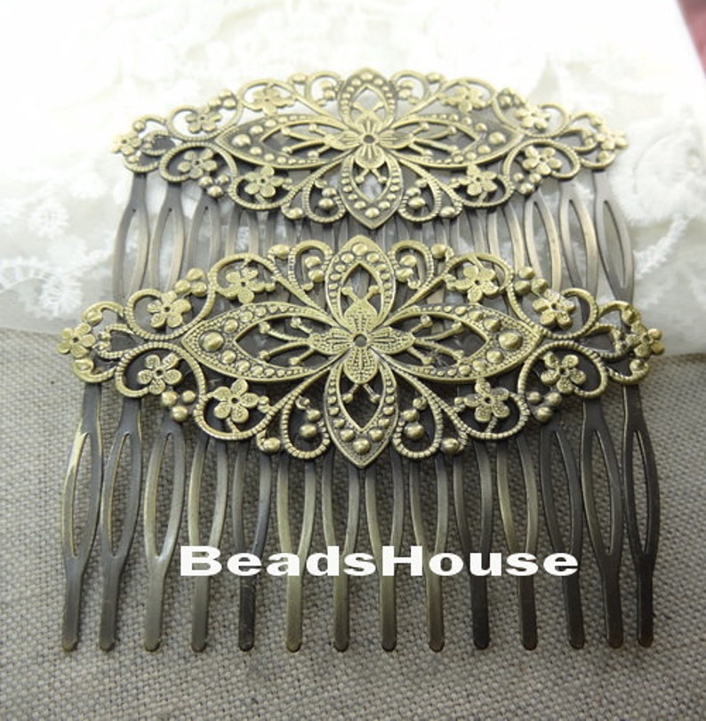 High Quality Antique Bronze Plated Filigree Hair Comb With 14 pins,Nicket Free 20/% off 6pcs