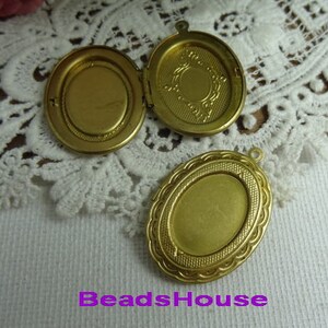 10pcs 23x30mmRaw Brass Locket Pendant Charms, NICKEL FREE image 2