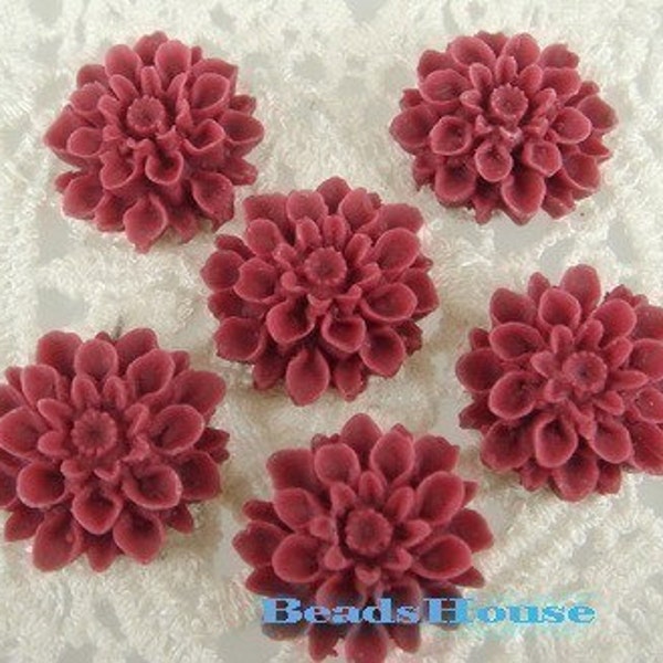 37-00-CA  8pcs Beautiful Chrysanthemum Cabochon - Wine.