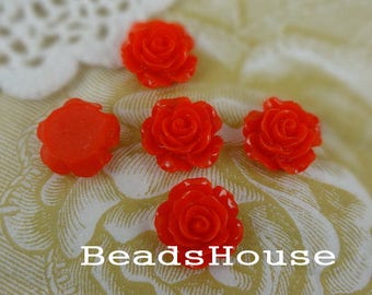 20%off: 698-00-CA 8pcs (15mm) High Quality Rose Cabochon- Poppy Red