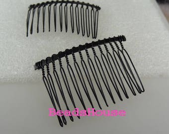 HC-01Bk 40pcs Black Coating Hair Comb w/14 pin .NICKEL FREE