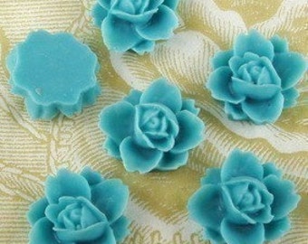 620-00-7466-CA  8pcs Beautiful Rose Cabochons - Misty Turquoise