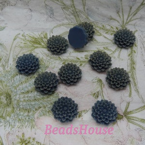 8 unidades - lindo cabochão de crisântemo de 18 mm - azul escuro