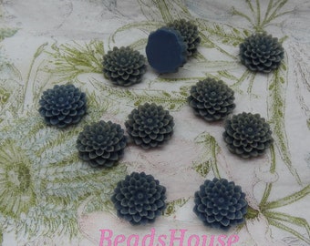 8pcs- 18mm Beautyful Chrysanthemum Cabochon-Dark Blue