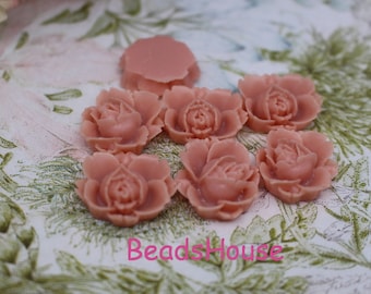 621-00-CA   6pcs(18mm)Pretty Rose Cabochon -Coral Pink