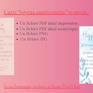 Carte "Joyeux anniversaire" - Carte simple - Femme - Rose