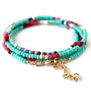 Turquoise Seed Bead Wrap Bracelet Multicolor Bracelet in | Etsy