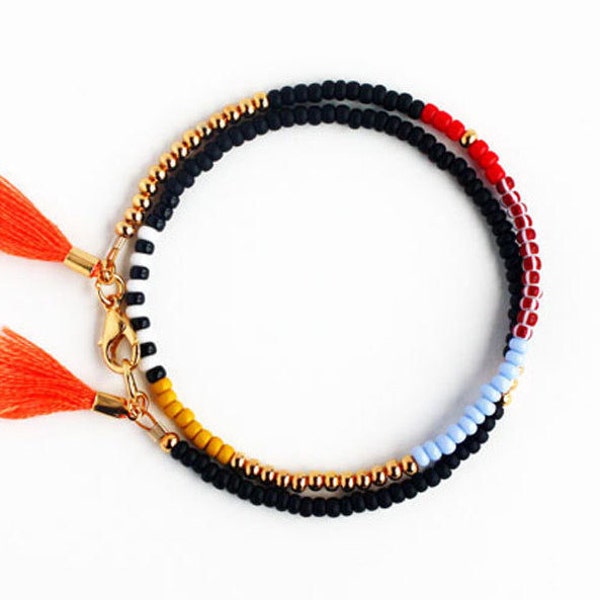 Delicate multi color seed bead wrap bracelet with tassels, friendship bracelet, gifts for her