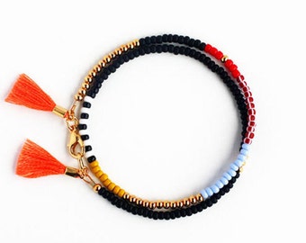 Delicate multi color seed bead wrap bracelet with tassels, friendship bracelet, gifts for her