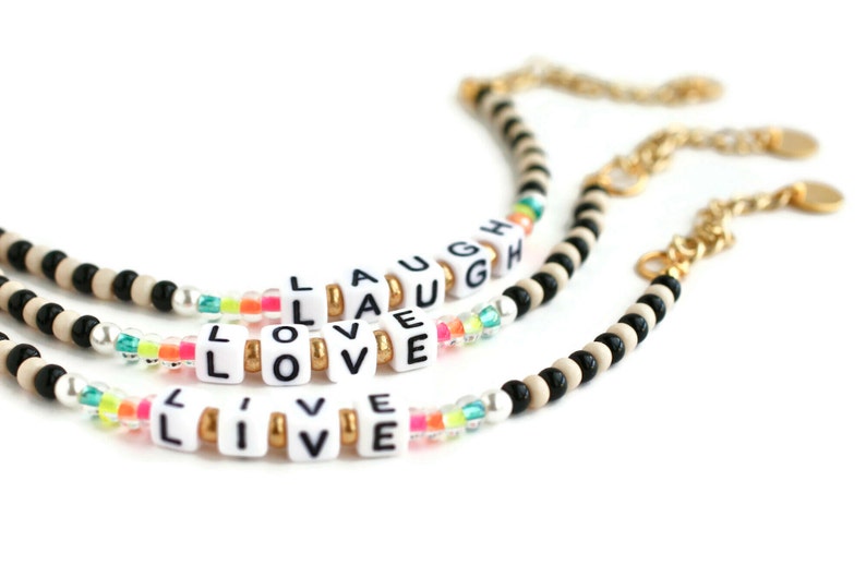 Personalized Beaded Bracelet Name Stacking Bracelet Etsy UK