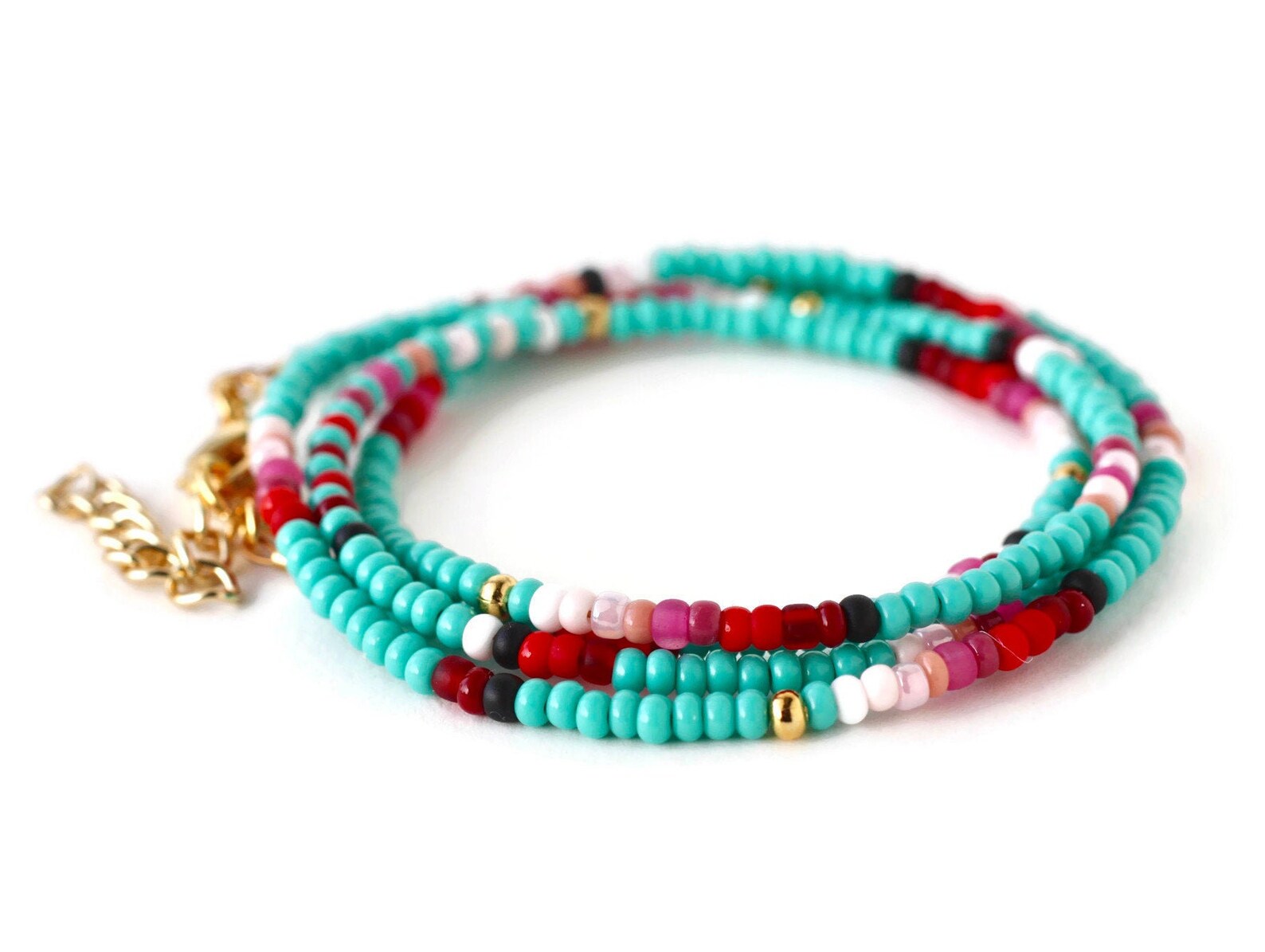 Turquoise Seed Bead Wrap Bracelet Multicolor Bracelet in Etsy Canada