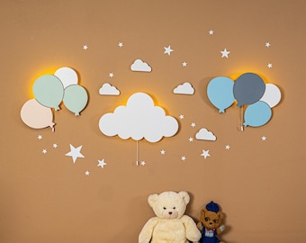 Montessori Handmade 3 Stück  Babyzimmer Lampen, Set Nachtlicht fürs Kinderzimmer, Wanddekoration, Wandleuchte, Geschenk für Kinder