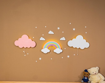 Handmade Montessori 3 Stück  Babyzimmer Lampen Set , Nachtlicht fürs Kinderzimmer, Wanddekoration, Wandleuchte, Geschenk für Kinder