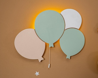 Personalized Handbemalte Ballon Babyzimmer Lampen, Nachtlicht fürs Kinderzimmer, Wanddekoration, Wandleuchte, Geschenk für Kinder