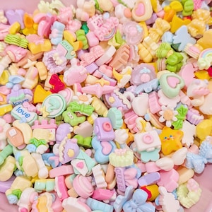 Mini Objects Resin Cabochons Mix 30/80 pieces FREE Storage box. Rare Kawaii flatback charms/decoden for Phone Case, Scrapbooking& Crafting