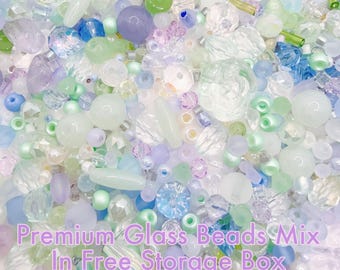 Blooming Wisteria Glass Bead Mix in Free Storage Box. Floral kawaii fairycore Beads for Jewelry Making, DIY Bracelets, Crafts 30/50/100g