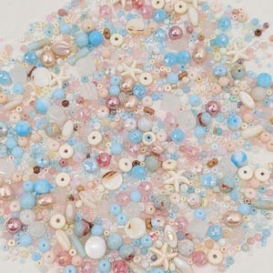 Costal Sorbet Glass Bead Mix with Shell Gemstone Accents in Storage Box. Pastel Beach Mix for Jewelry Making, Creative DIY Crafts 30,50,100g image 9