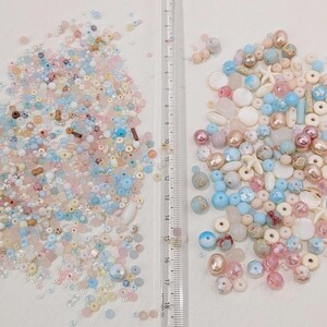 Costal Sorbet Glass Bead Mix with Shell Gemstone Accents in Storage Box. Pastel Beach Mix for Jewelry Making, Creative DIY Crafts 30,50,100g image 8