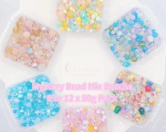 Ultimate Mystery Glass Bead Mix Blind Box Set: 6 or 12-Pack Set (50g Each) Best Value! Choose a Theme/Full Mystery for DIY Jewelry/Crafting