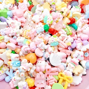 Kawaii Mini Resin Charms Mix 30/80 pieces FREE Storage box. Cute and rare resin figures flatback Cabochons for DIY Crafting