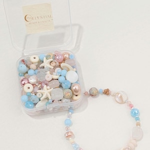 Costal Sorbet Glass Bead Mix with Shell Gemstone Accents in Storage Box. Pastel Beach Mix for Jewelry Making, Creative DIY Crafts 30,50,100g image 6