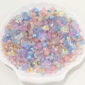 Pixie Prismatic Glass Bead Mix with gemstones accents in Storage Box. Whimsical Aurora Pastel Beads - Jewelry Making, DIY Bracelets & Crafts