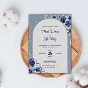 Plantilla de invitación de boda clásica editable e imprimible / Tarjeta de invitación de boda formal, elegante y atemporal.