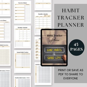 Printable Habit Tracker Planner | Daily and Weekly Habit Tracker | Goal Setting and Self-Improvement Journal | Instant Download PDF