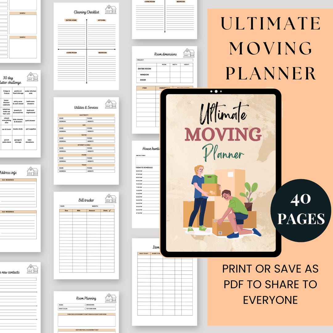 Printable Moving Planner: Ultimate Home Relocation Organizer (digital ...